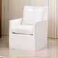 28 Inch Dining Armchair with Caster Wheels 1 Pillow Piped Details White By Casagear Home BM311364