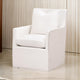 28 Inch Dining Armchair with Caster Wheels, 1 Pillow, Piped Details, White By Casagear Home