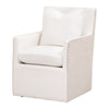 28 Inch Dining Armchair with Caster Wheels 1 Pillow Piped Details White By Casagear Home BM311364