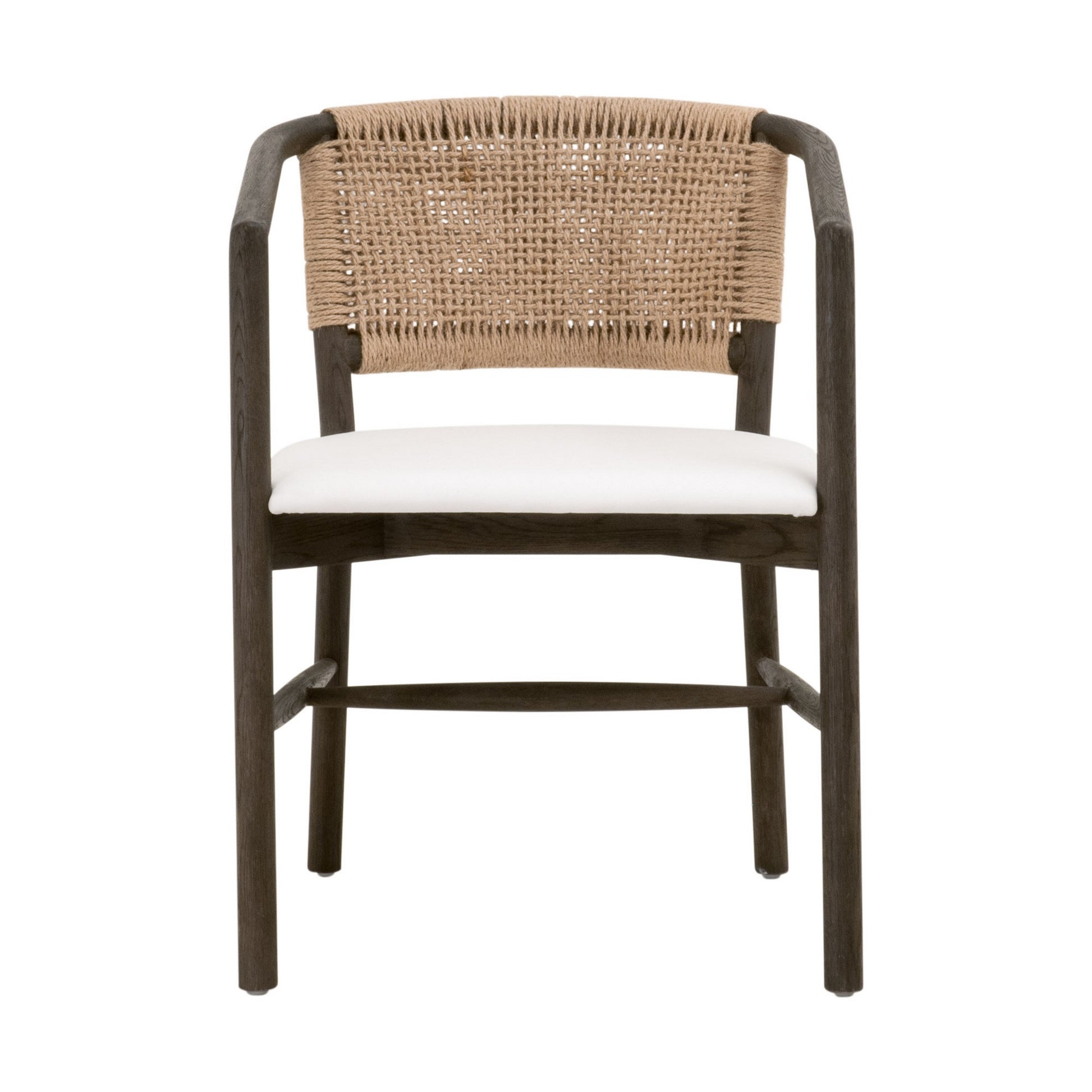 24 Inch Accent Chair Handwoven Jute Cushioned Seat White Oak Brown By Casagear Home BM311365