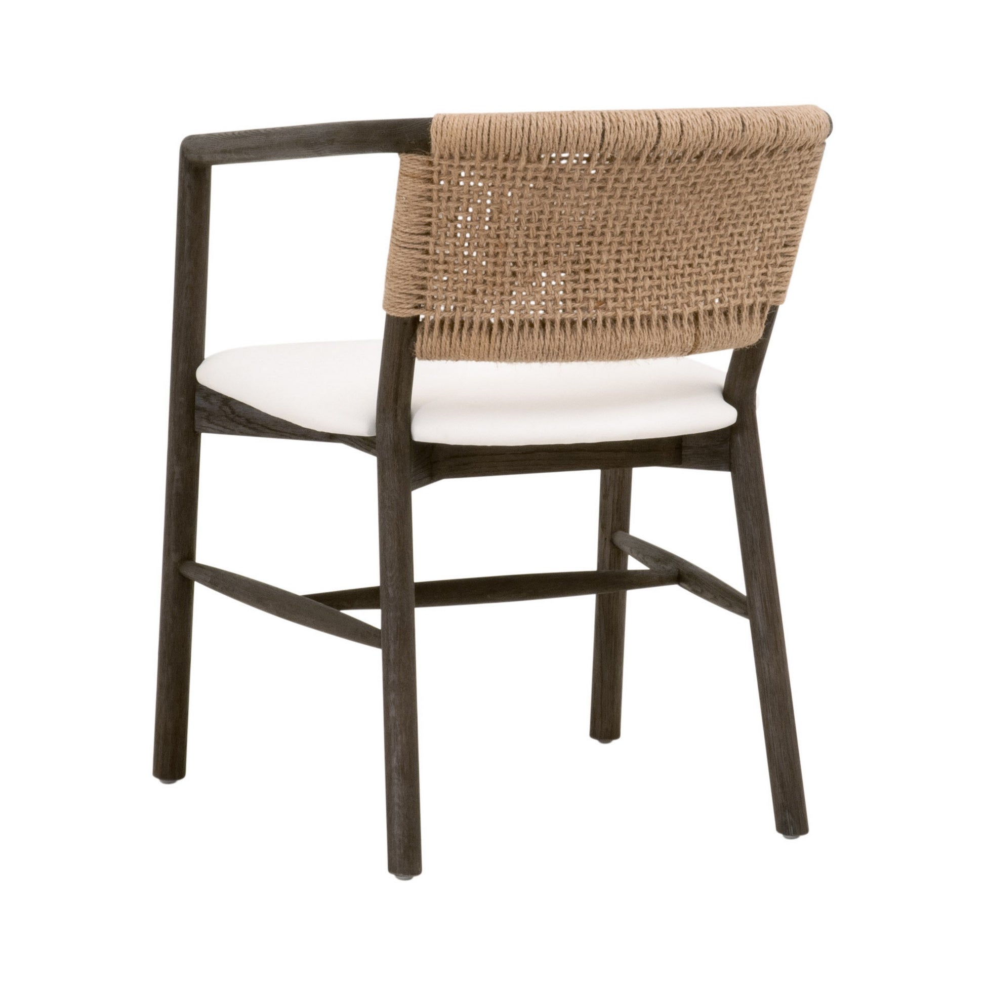 24 Inch Accent Chair Handwoven Jute Cushioned Seat White Oak Brown By Casagear Home BM311365