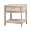 24 Inch Nightstand 1 Drawer with Handle Hand Woven Rope White Oak Brown By Casagear Home BM311366