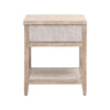 24 Inch Nightstand 1 Drawer with Handle Hand Woven Rope White Oak Brown By Casagear Home BM311366