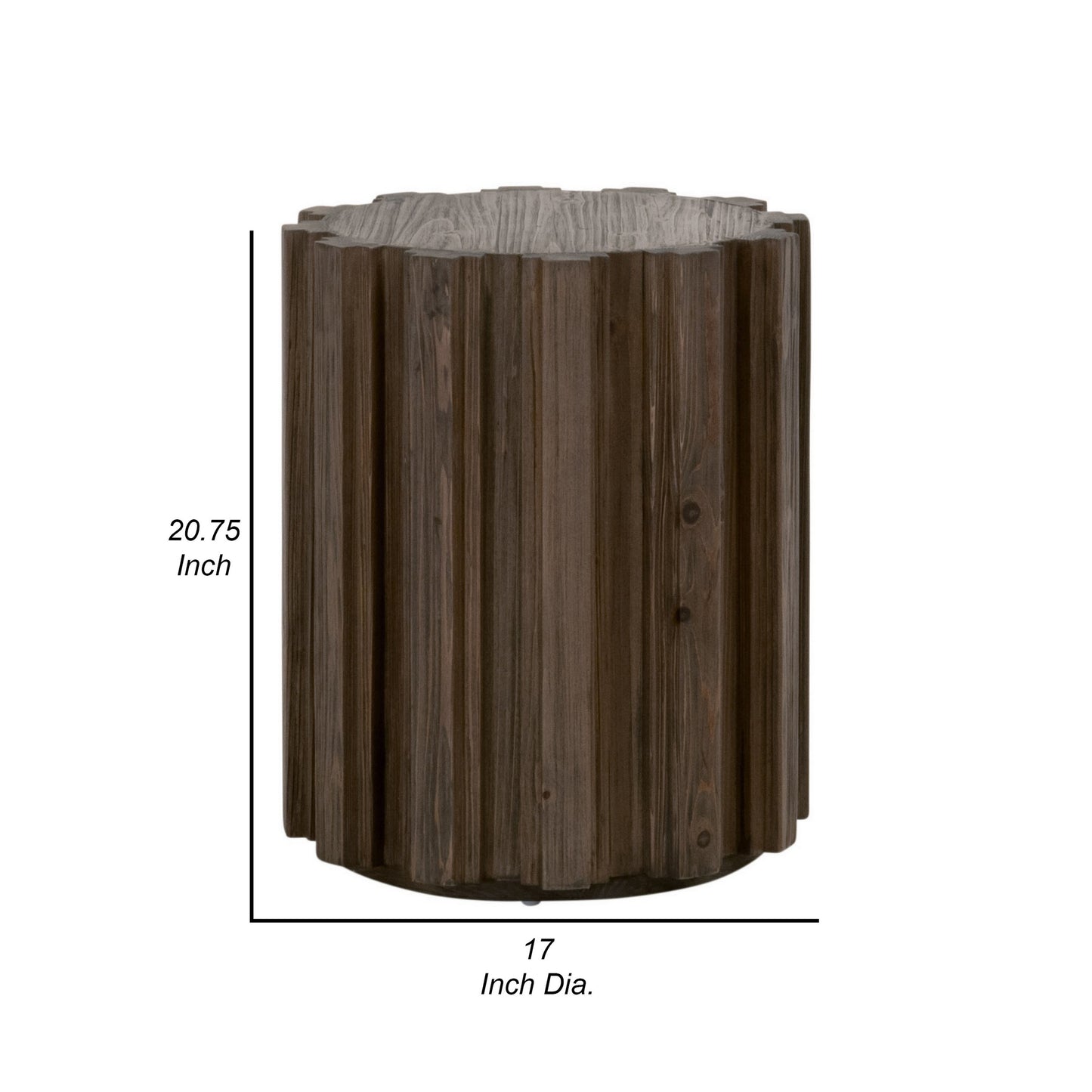 Nyl 21 Inch Accent Table Round Shape Fluted Details Plinth Base Brown By Casagear Home BM311369