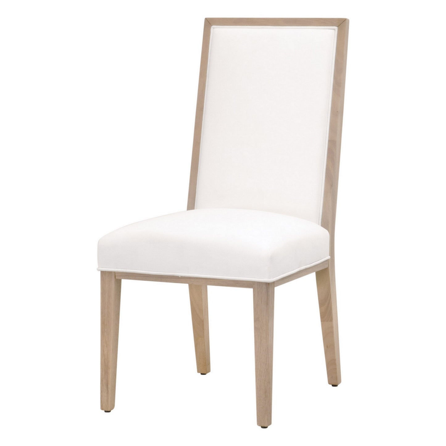 26 Inch Dining Chair Set of 2 Cushioned Seat White Upholstery Oak Brown By Casagear Home BM311370