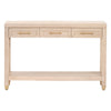 Jae 47 Inch Console Table 3 Drawers Gold Handles Rectangular Oak Brown By Casagear Home BM311372