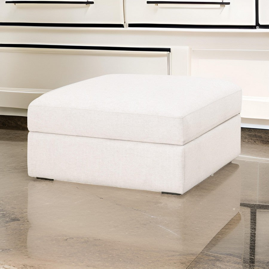 Tom 38 Inch Ottoman, Modular, Storage, Cushioned, White, Espresso Brown By Casagear Home