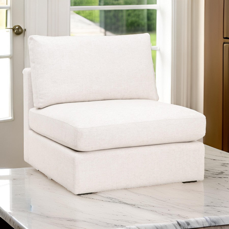 Tom 38 Inch Modular Armless Chair Stain Resistant White Upholstery By Casagear Home BM311376