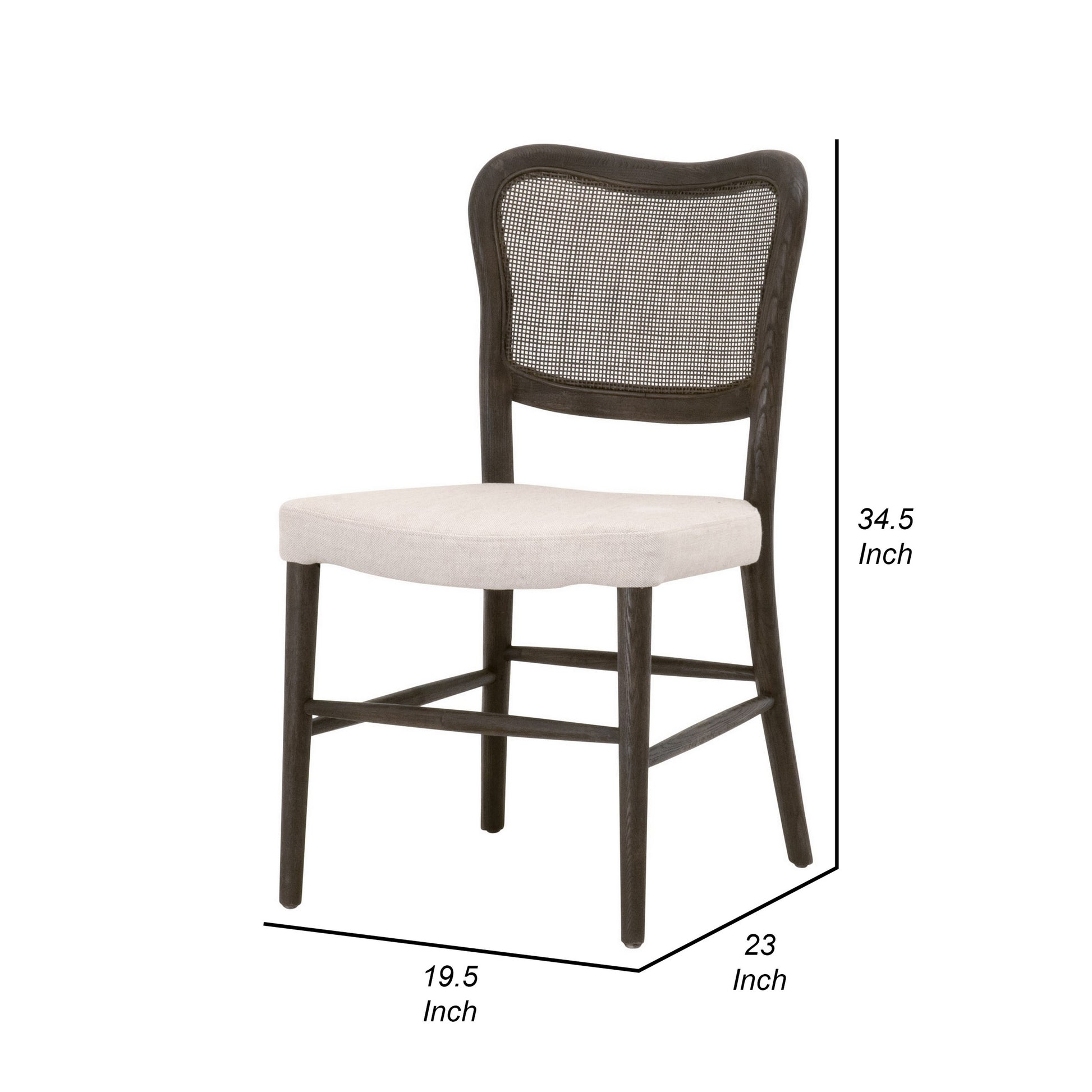 Aina 23 Inch Dining Chair Set of 2 Curved Cane Back White Oak Brown By Casagear Home BM311377