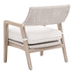 29 Inch Club Chair Gray Teak Wood Woven Back and Seat White Cushion By Casagear Home BM311379