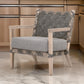 30 Inch Club Chair, Solid Teak Wood, Woven Back and Seat, Gray Cushion By Casagear Home