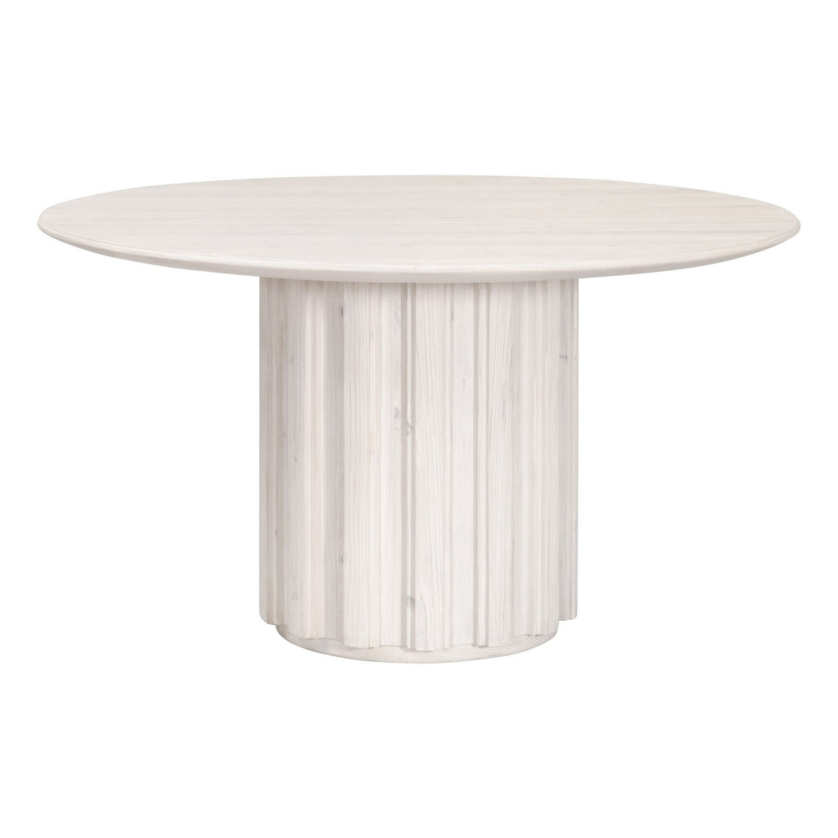 Nyl 21 Inch Coffee Table Round Shape Fluted Details Plinth Base White By Casagear Home BM311381