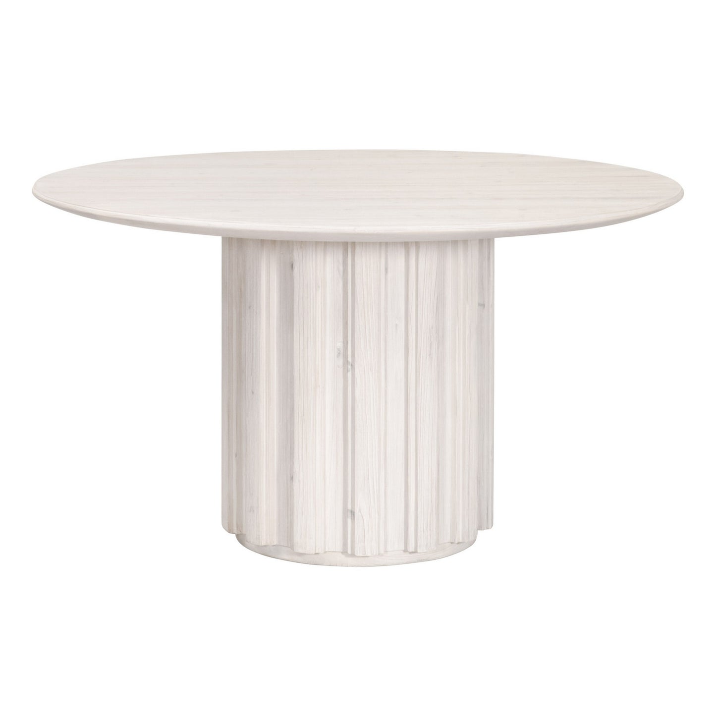 Nyl 21 Inch Coffee Table Round Shape Fluted Details Plinth Base White By Casagear Home BM311381