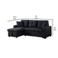 Ady 81 Inch Linen Sleeper Sectional Sofa Reversible Storage Chaise Black By Casagear Home BM311385