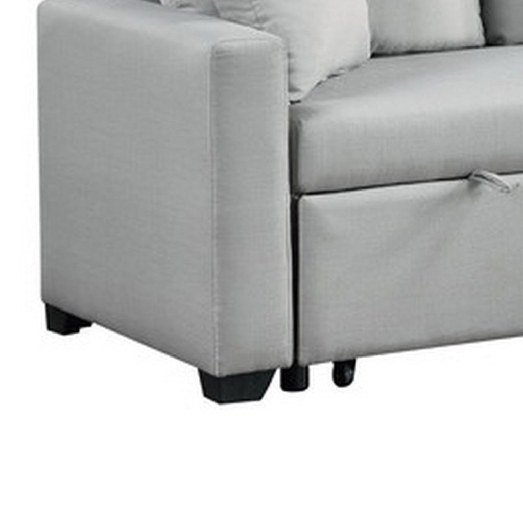 Ady 81 Inch Sleeper Sectional Sofa Reversible Chaise 2 Pillows Gray By Casagear Home BM311386