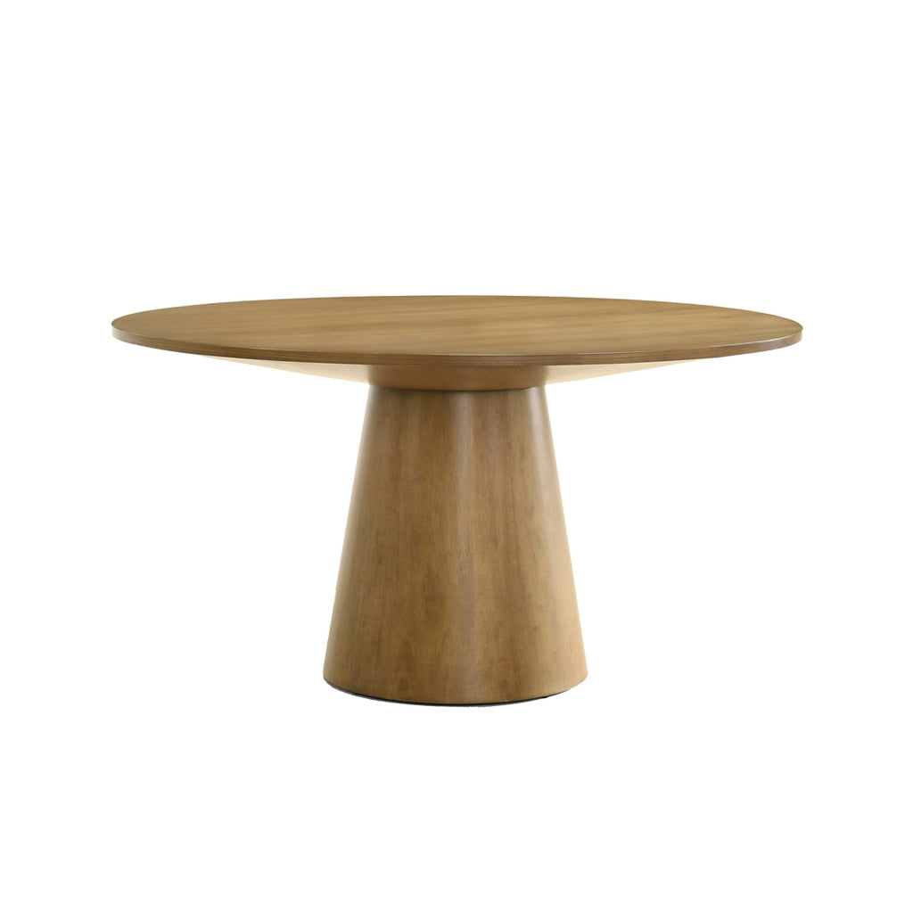 Yuvi 47 Inch Dining Table Round Tabletop Pedestal Base Brown Finish By Casagear Home BM311388