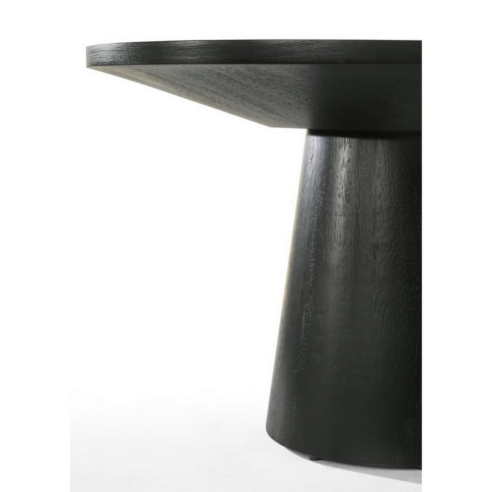 Yuvi 22 Inch Side End Table Round Top Pedestal Base Ebony Black Finish By Casagear Home BM311406