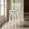 Fila 26 Inch Counter Height Swivel Stool Chair Padded Ladder Back White By Casagear Home BM311412