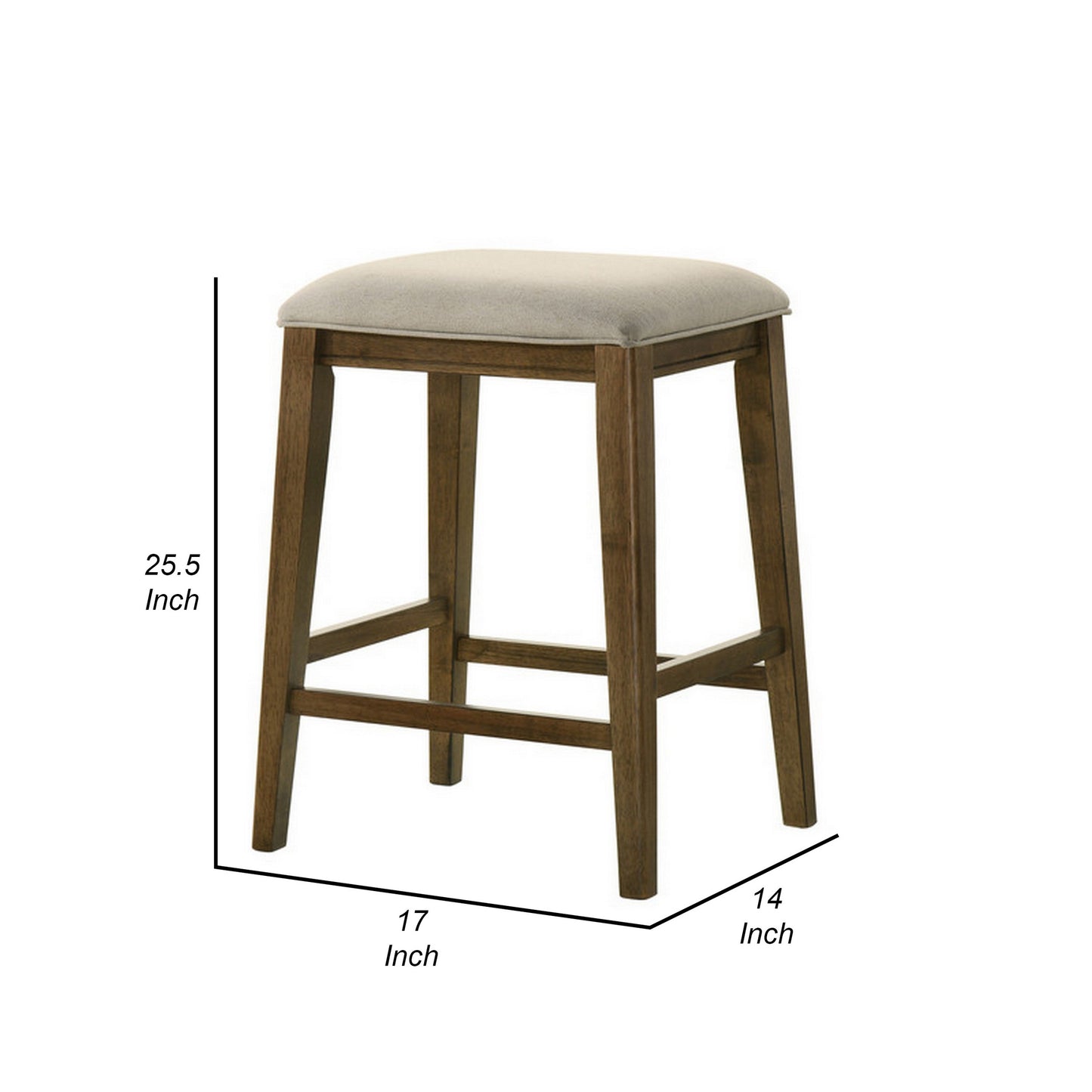 Rani 26 Inch Counter Height Stool, Cushioned Seat, Backless, Beige Finish By Casagear Home