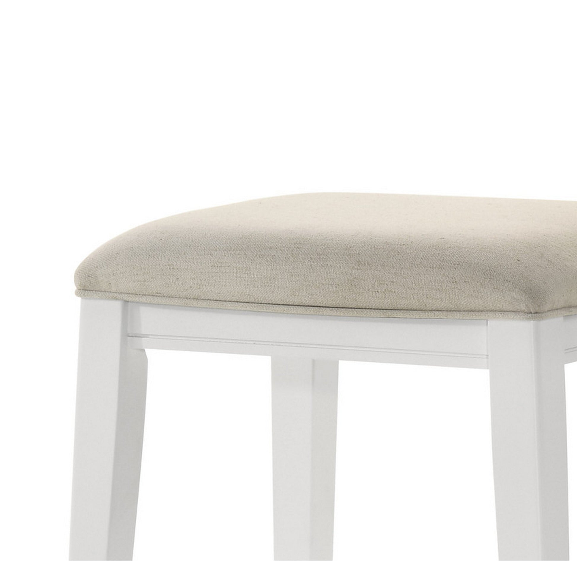 Rani 26 Inch Counter Height Stool Cushioned Seat Backless White Finish By Casagear Home BM311414