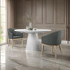 Yuvi 3 Piece Dining Table and Chair Set, Round, Barrel Seat, White, Gray By Casagear Home