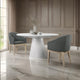 Yuvi 3 Piece Dining Table and Chair Set, Round, Barrel Seat, White, Gray By Casagear Home