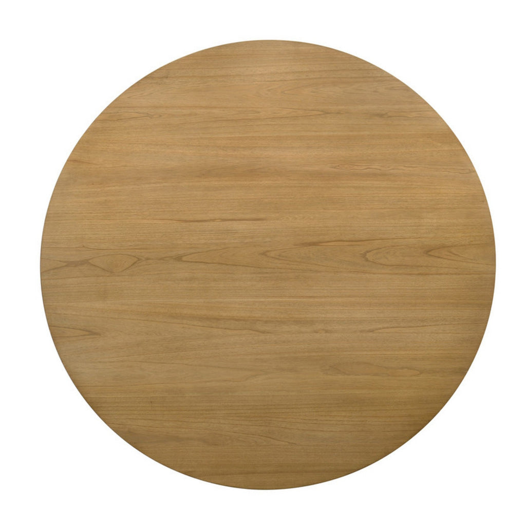 Yuvi 59 Inch Dining Table Round Tabletop and Pedestal Base Brown Finish By Casagear Home BM311420