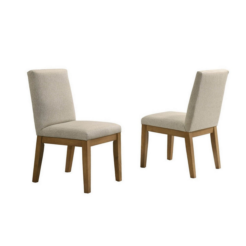 Yuvi 23 Inch Dining Chair Set of 2 Cushioned Seats Beige Upholstery By Casagear Home BM311421