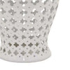 24 Inch Temple Ginger Jar Ceramic White Carved Lattice Design with Lid By Casagear Home BM311431