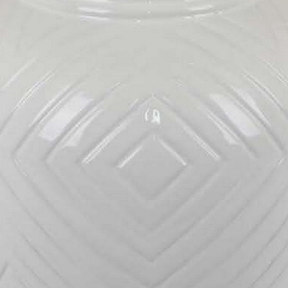 18 Inch Temple Ginger Jar with Dome Lid Geometric Design Ceramic White By Casagear Home BM311442