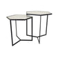 Plant Stand Table Set of 2 Black Metal Frame Hexagonal White Tabletop By Casagear Home BM311457