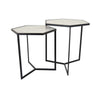 Plant Stand Table Set of 2 Black Metal Frame Hexagonal White Tabletop By Casagear Home BM311457