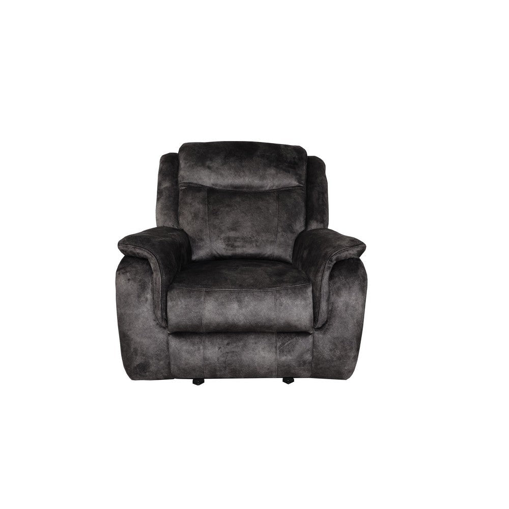 Harbor 39 Inch Manual Recliner Chair Pocket Coils Gray Faux Suede Velvet By Casagear Home BM311471