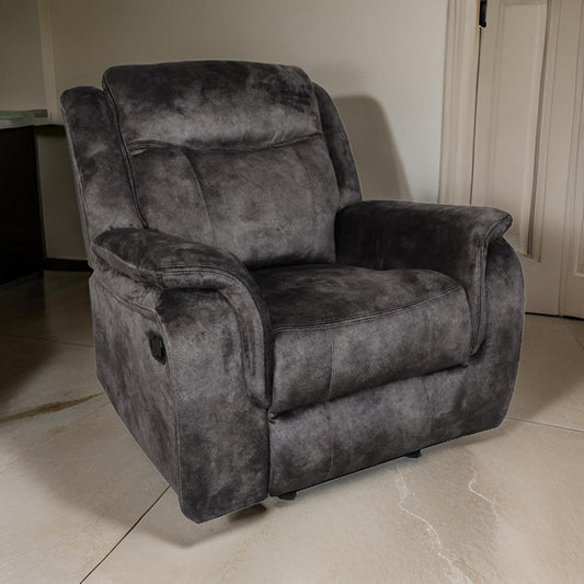 Harbor 38 Inch Power Recliner Chair, Pocket Coils, Gray Faux Suede By Casagear Home