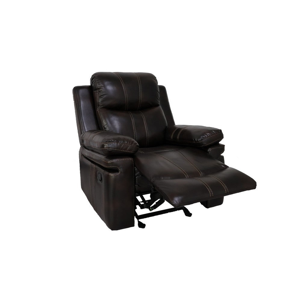 Linden 37 Inch Power Glider Recliner Chair Plush Brown Faux Leather By Casagear Home BM311477