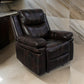 Linden 37 Inch Power Glider Recliner Chair, Plush Brown Faux Leather By Casagear Home