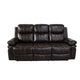 Linden 80 Inch Sofa with Drop Down Tray and Power Recliners Wood Brown By Casagear Home BM311480