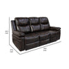 Linden 80 Inch Sofa with Drop Down Tray and Power Recliners Wood Brown By Casagear Home BM311480