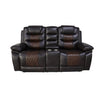 Asher 74 Inch Loveseat with Dual Recliners Console Brown Faux Leather By Casagear Home BM311483