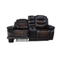 Asher 74 Inch Loveseat with Dual Recliners Console Brown Faux Leather By Casagear Home BM311483