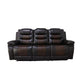 Asher 85 Inch Sofa with Dual Recliners Brown Faux Leather Upholstery By Casagear Home BM311485