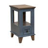 Rozy 26 Inch Chairside Table Pine Wood 1 Drawer Open Shelf Brown Blue By Casagear Home BM311496