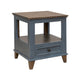 Rozy 26 Inch Side End Table Pine Wood 1 Drawer Open Shelf Brown Blue By Casagear Home BM311497