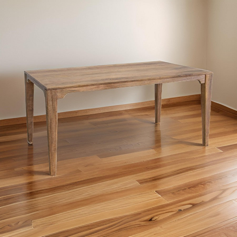 Asic 60 Inch Dining Table, Mango Wood, Grain Details, Natural Brown By Casagear Home