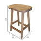 Asic 24 Inch Counter Height Stool Pine Wood Curved Seat Natural Brown By Casagear Home BM311501