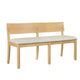 Celi 53 Inch Dining Bench Cream Fabric Seat Natural Brown Wood Frame By Casagear Home BM311520