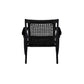 Heor 29 Inch Accent Chair Hexagon Rope Woven Back Seat Black Wood By Casagear Home BM311526