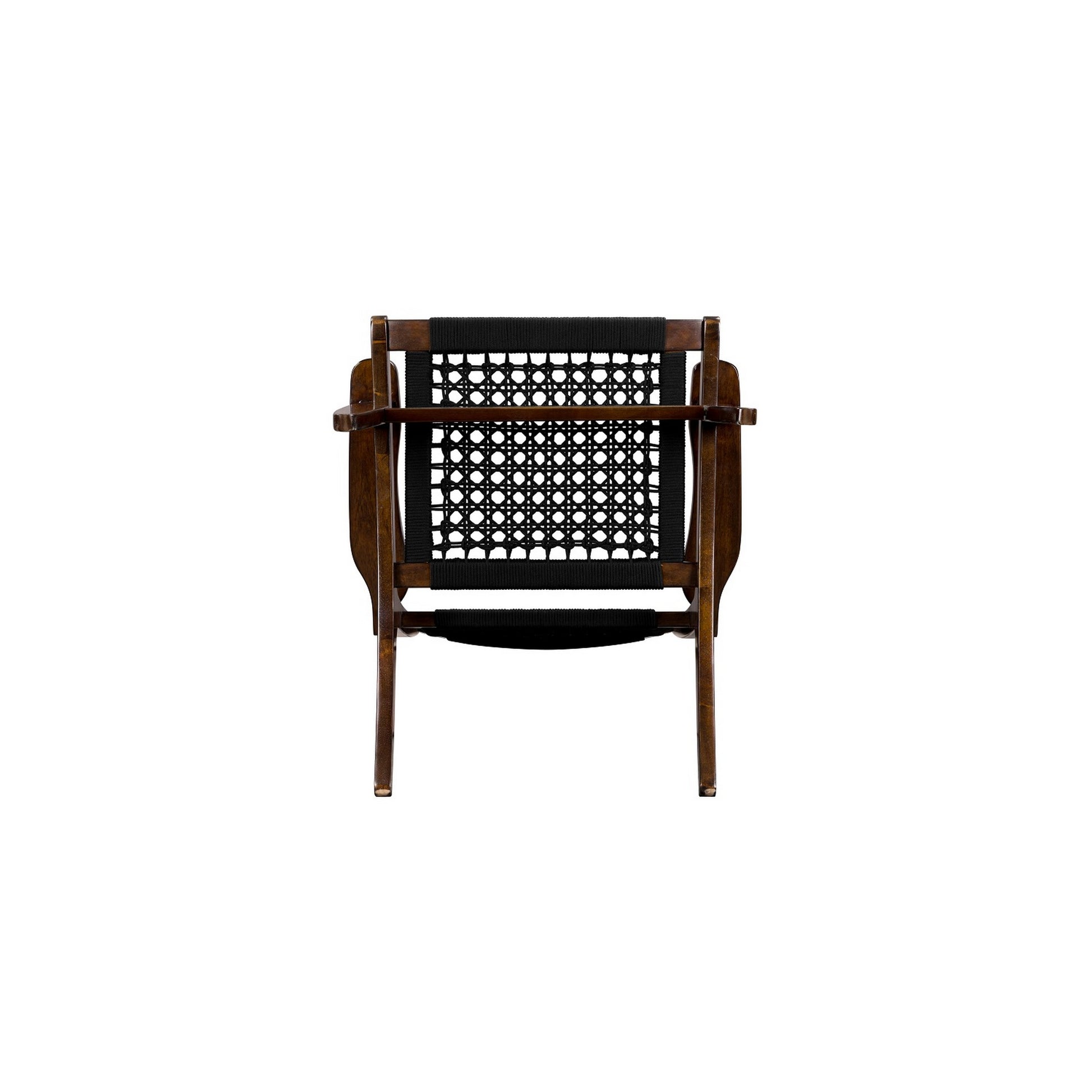 Heor 29 Inch Accent Chair Hexagon Rope Woven Back Seat Brown Wood By Casagear Home BM311527