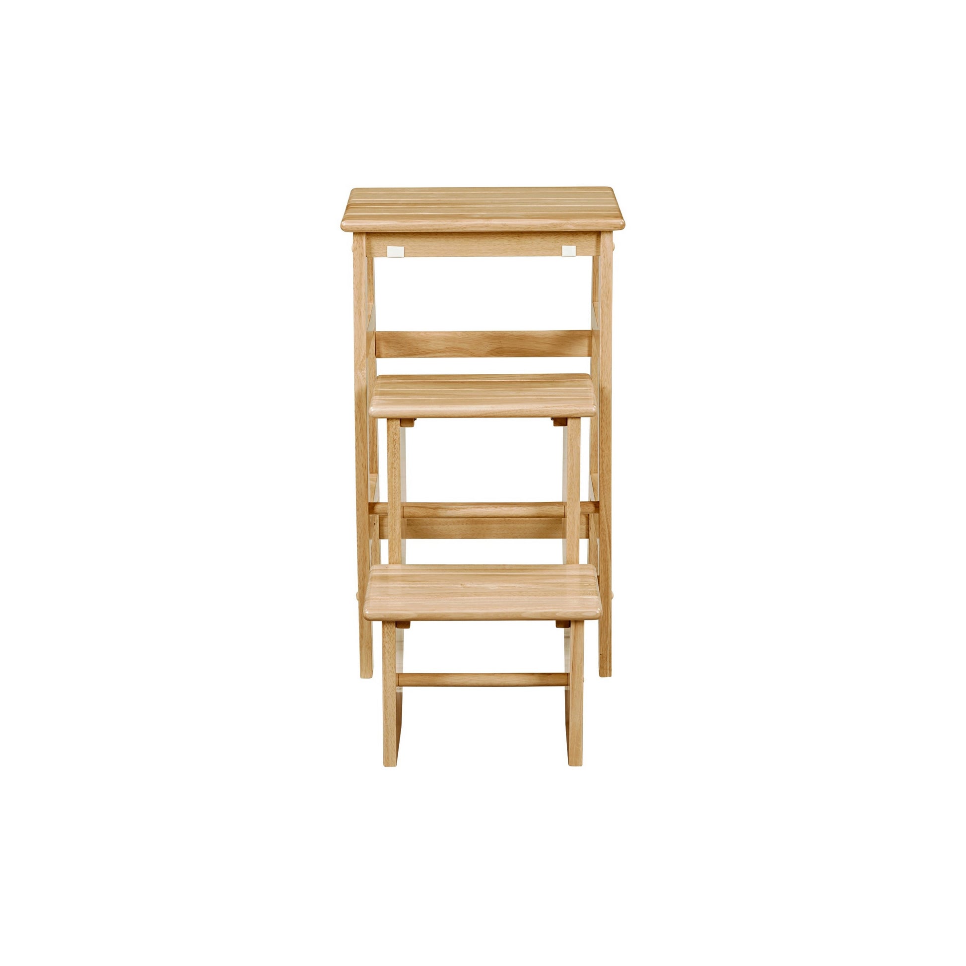 Nero 30 Inch Folding Step Stool 3 Tier Design Farmhouse Natural Brown By Casagear Home BM311529