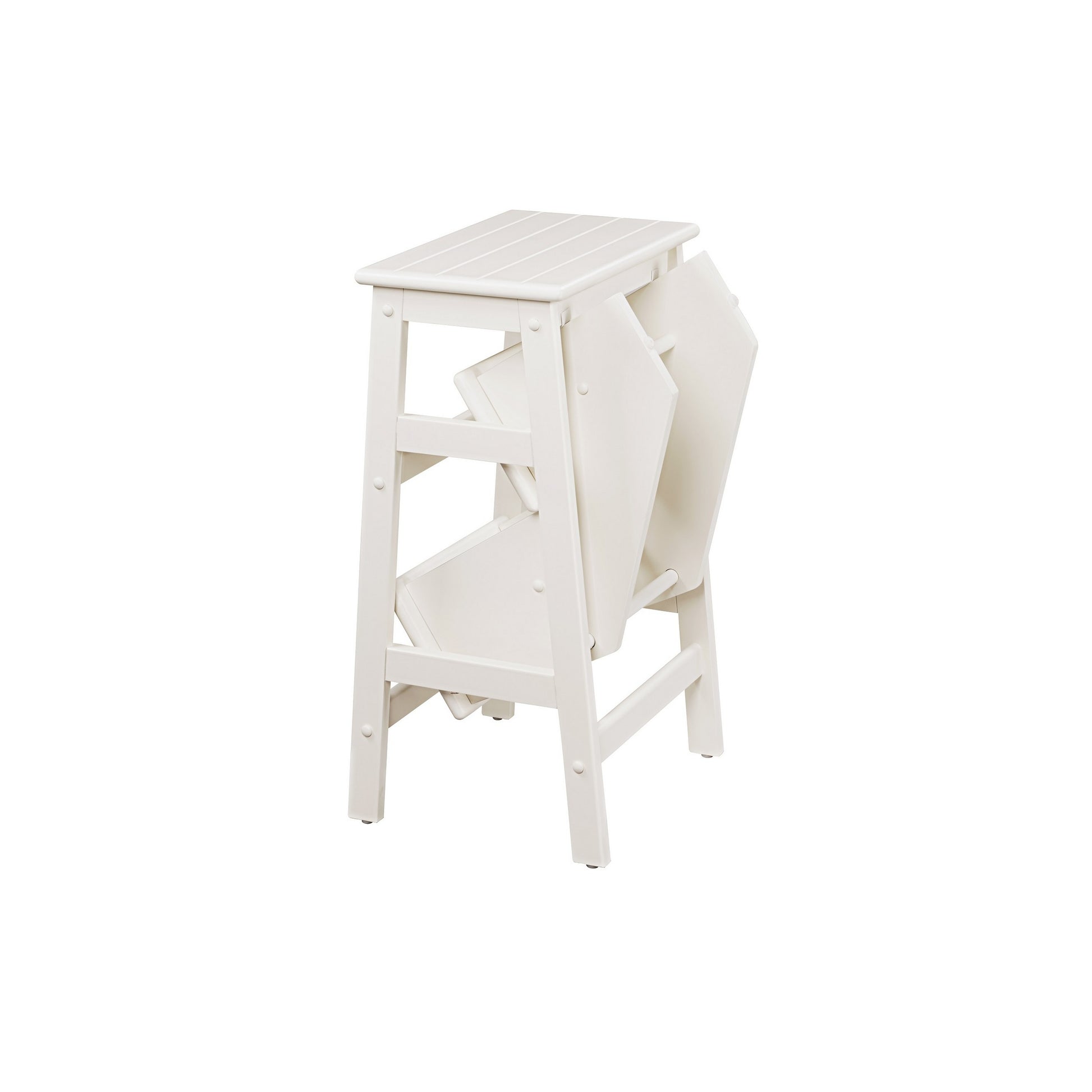 Nero 30 Inch Folding Step Stool 3 Tier Design Farmhouse Cream Wood By Casagear Home BM311530